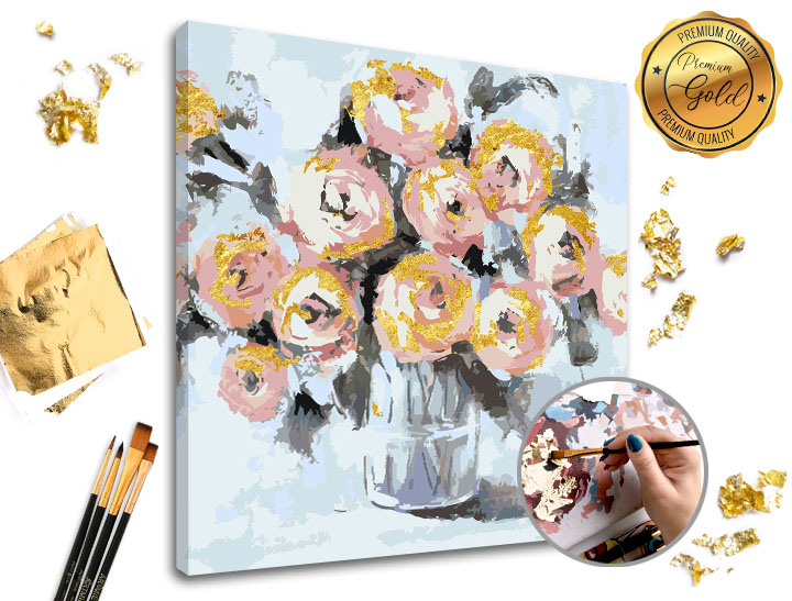 Levně Malování podle čísel PREMIUM GOLD – Květinové potěšení
