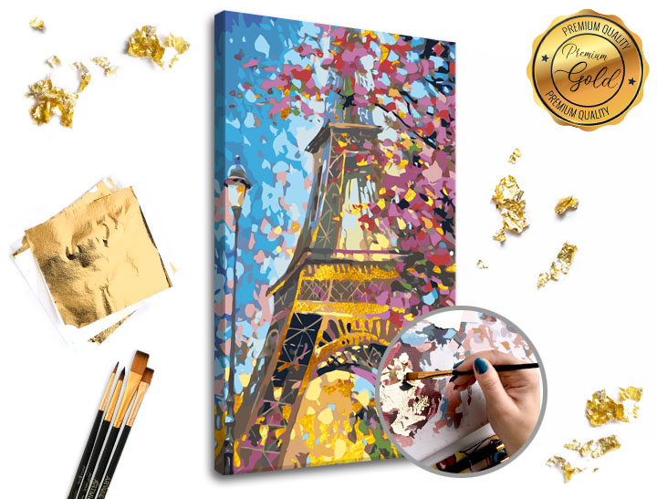 Levně Malování podle čísel PREMIUM GOLD – Eiffel Tower