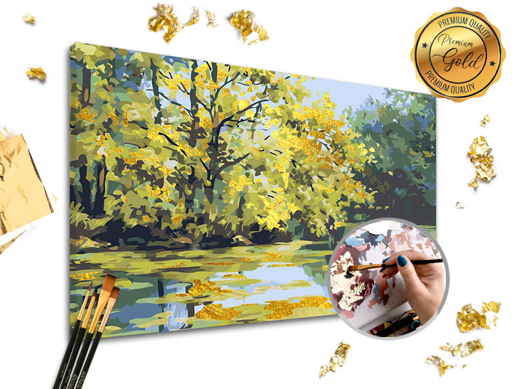 Levně Malování podle čísel PREMIUM GOLD - Jezero