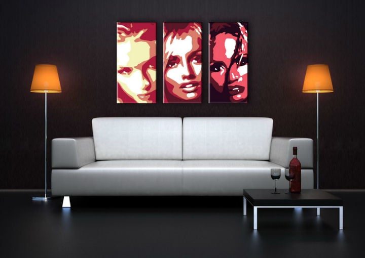 Levně Ručně malovaný POP Art Faces 3 dílný 120x80cm