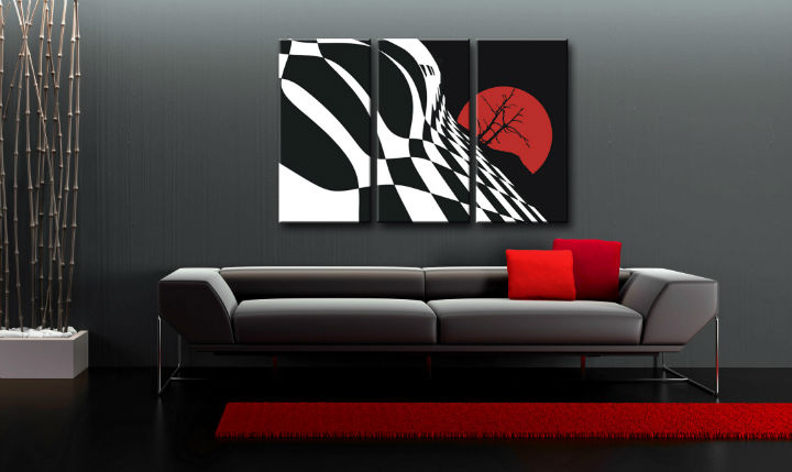 Levně Ručně malovaný POP Art Abstract Chessboard 3 dílný 120x80cm
