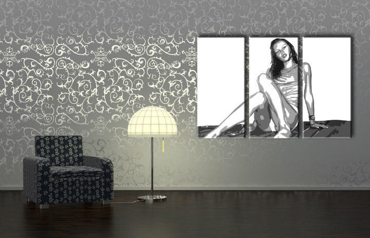 Levně Ručně malovaný POP Art Kate Moss 3 dílný 120x80cm