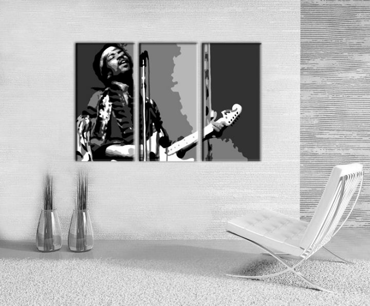 Levně Ručně malovaný POP Art Jimmy Hendrix 3 dílný 120x80cm
