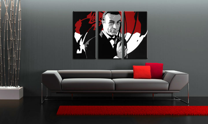 Levně Ručně malovaný POP Art James Bond 3 dílný 120x80cm