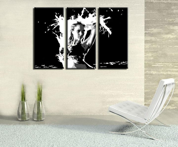 Ručně malovaný POP Art Jessica Alba 3 dílný 120x80cm