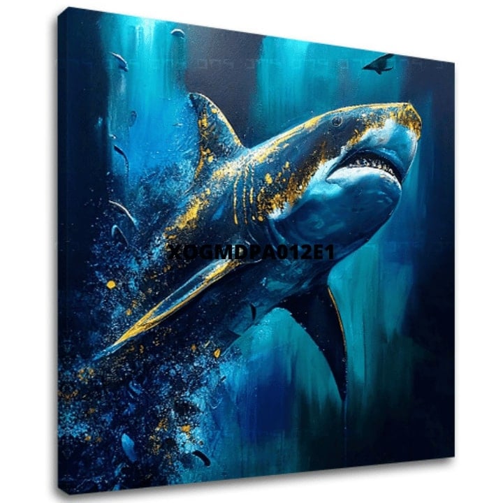 Levně Dekorativní malba na plátně - PREMIUM ART - Shark Force in Dark Water