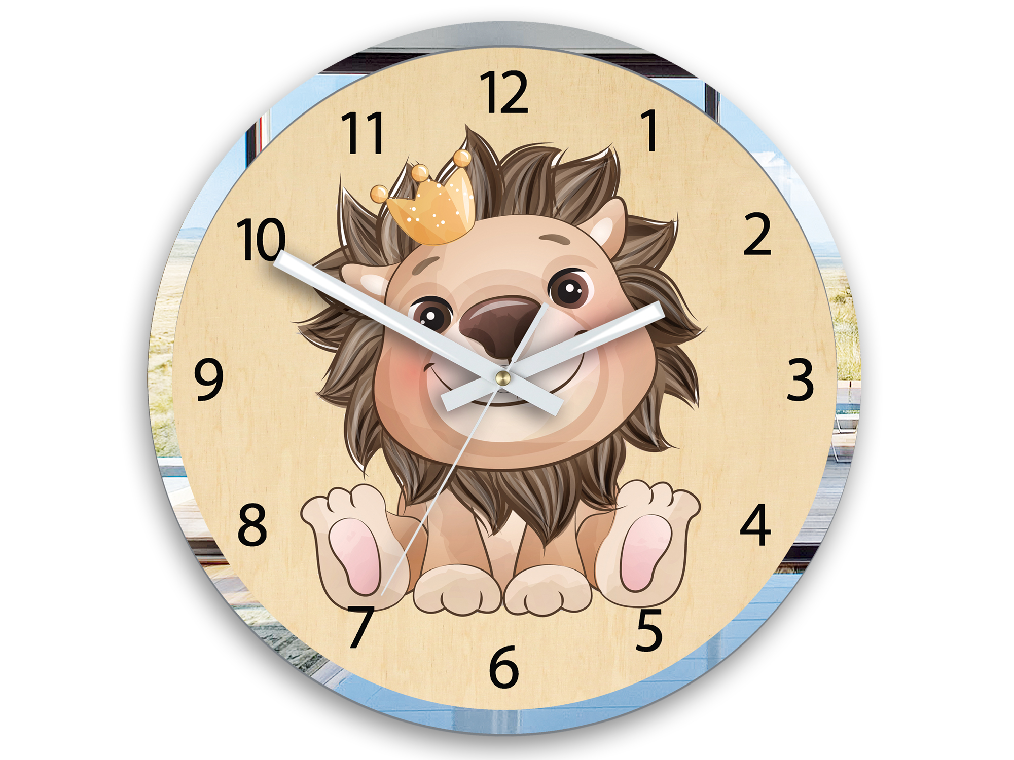Levně Dětské nástěnné hodiny Lev s korunkou