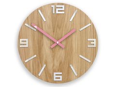 Dřevěné nástěnné hodiny ARABIC White-Pink