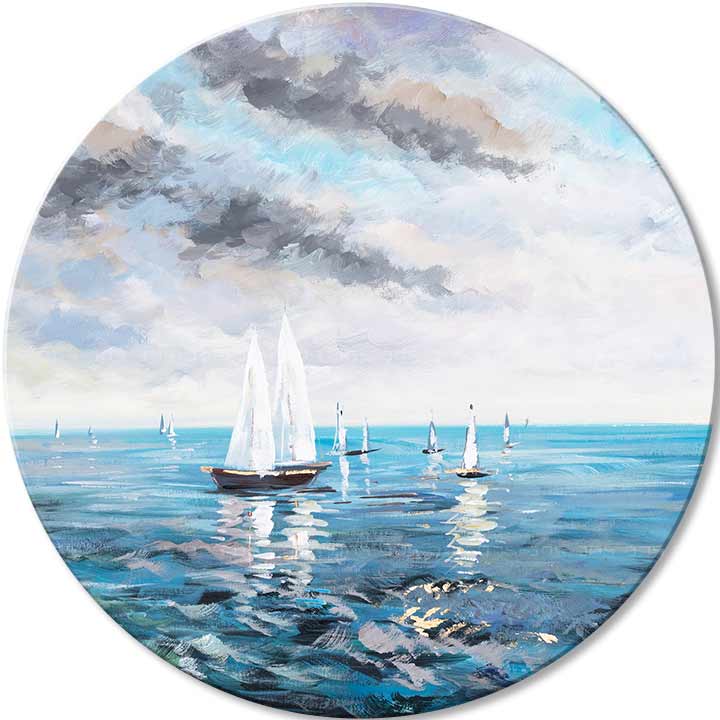 Levně Kulaté malby s akrylovými azurovými horizonty | different dimensions