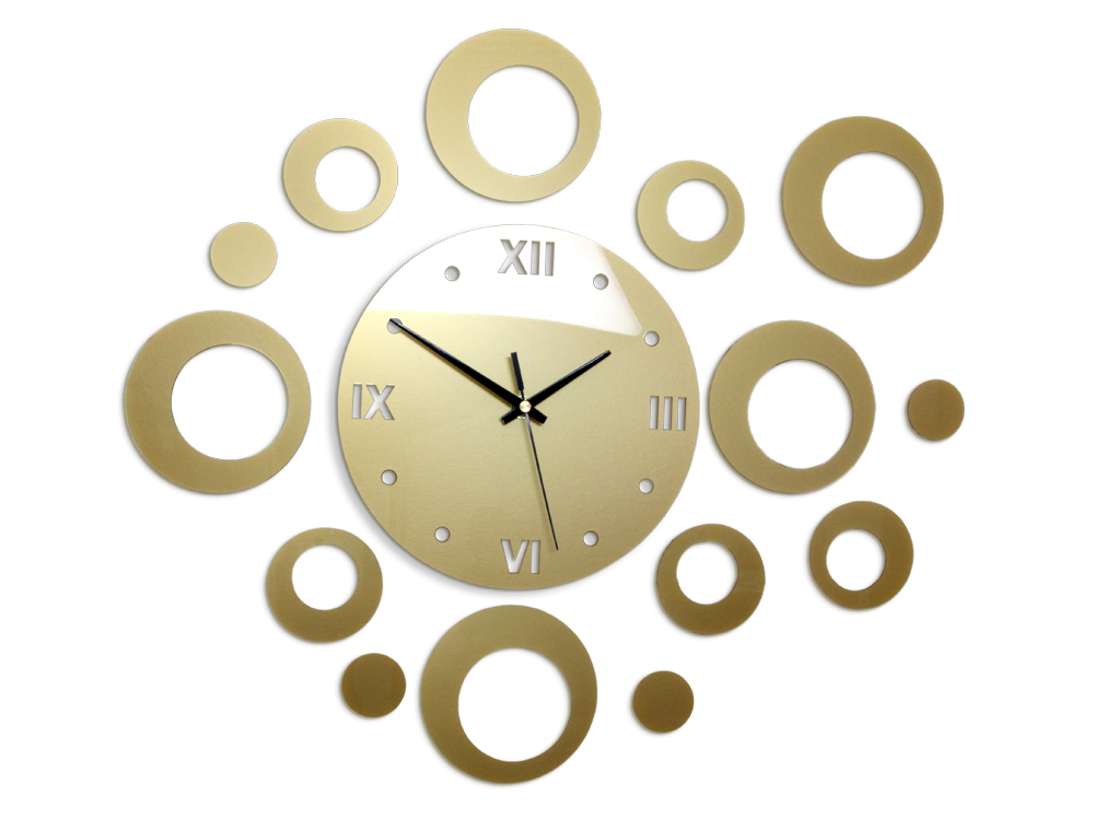 Levně Moderní nástěnné hodiny RINGS GOLD