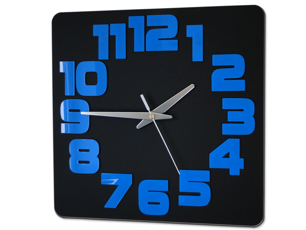 Levně Moderní nástěnné hodiny LOGIC BLACK-BLUE