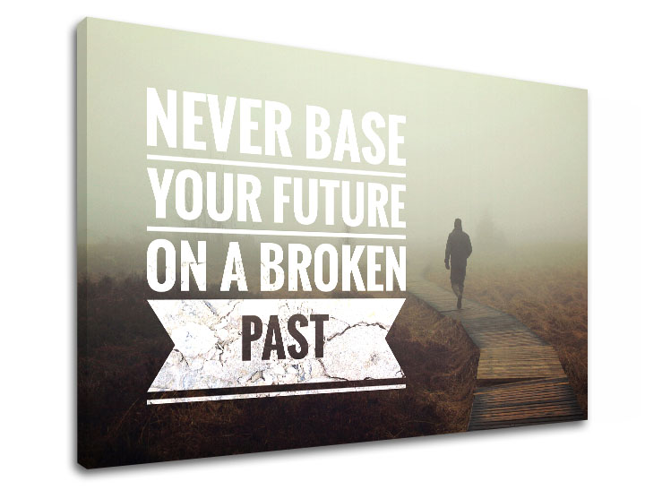 Levně Motivační obraz na zeď Never base your future_001