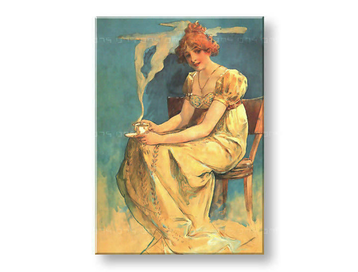 Obraz na plátně KÁVA – Alfons Mucha 