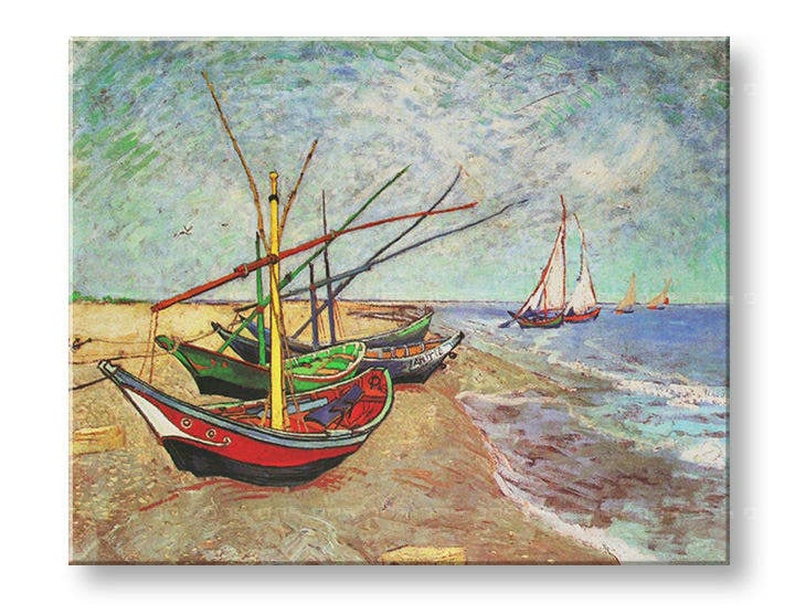 Obraz na plátně FISHING BOATS ON THE BEACH AT SAINTS-MARIES – Vincent van Gogh R