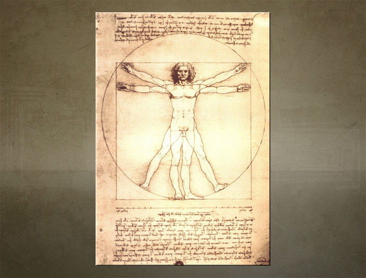 Obraz na plátně Sleva 35% Vitruviánského MUŽ- Leonardo Da Vinci 100x70 cm REP167