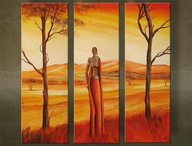 Ručně malovaný obraz "skladem"  AFRIKA 3 dílný 105x105 cm 2332FA