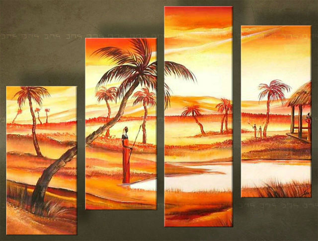 Ručně malovaný obraz Sleva  AFRIKA 4 dílný 160x110 cm 2990FA
