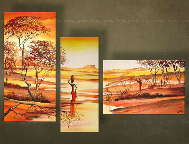 Ručně malovaný obraz Sleva 25% AFRIKA 3 dílný 170x110 cm 3263FA / 24h