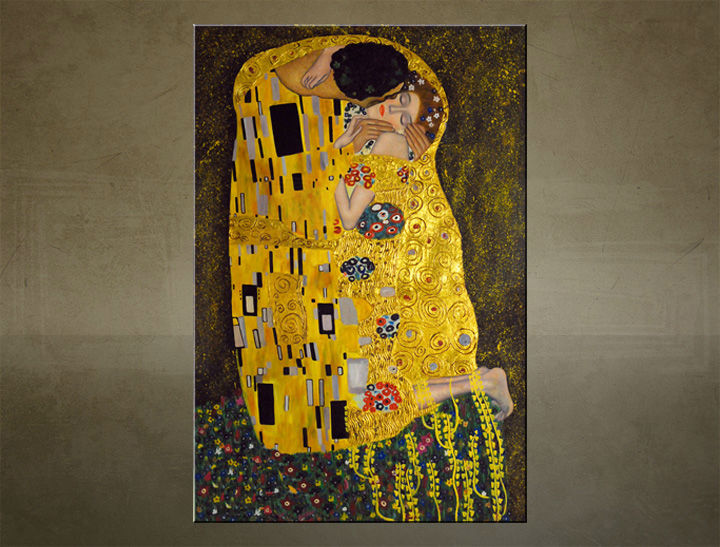 Obraz na plátně Sleva 48% POLIBEK - Gustav Klimt 100x60 cm REP001 / 24h