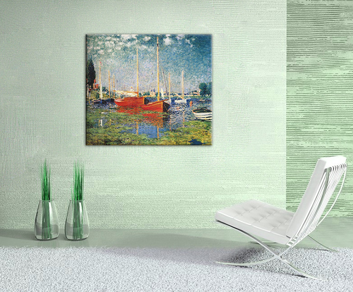 Obraz na plátně ČERVENÉ LODĚ V ARGENTEUIL – Claude Monet REP073 - 70x60 cm reprodukce 70x60 cm