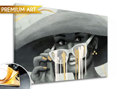 Obrazy na plátně - PREMIUM ART - Žena v klobouku