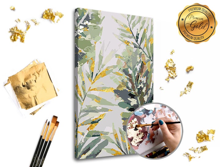 Malování podle čísel PREMIUM GOLD – V pralese - 40x60 cm Sada na malování podle čísel ARTMIE se zlatými plátky