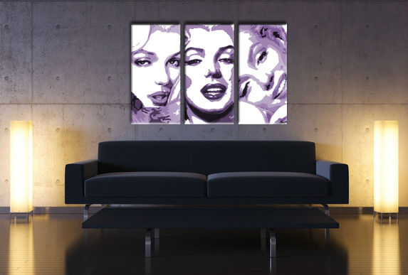 Ručně malovaný POP Art Marilyn Monroe 3 dílný mon4