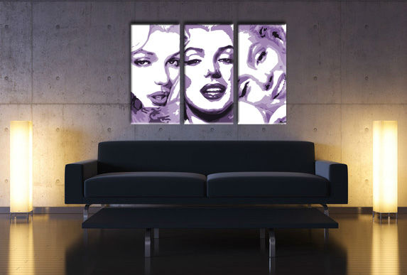 Ručně malovaný POP Art Marilyn Monroe 3 dílný mon4 - 120x80 cm POP ART obrazy