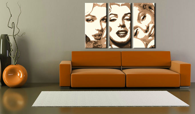 Ručně malovaný POP Art obraz Marilyn MONROE 3 dílný mon1 - 150x100 cm POP ART obrazy