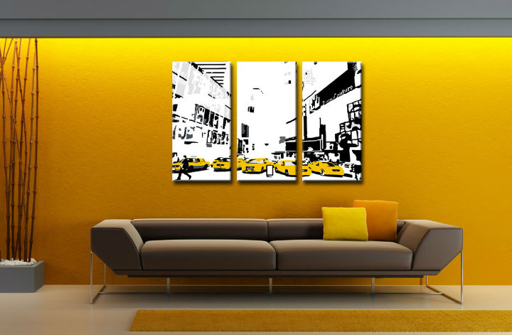 Ručně malovaný POP Art obraz NEW YORK 3 dílný 0107 nyc - 150x100 cm POP ART obrazy