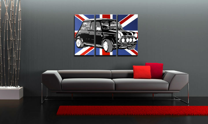 Ručně malovaný POP Art Mini Cooper 3 dílný mini2 - 120x80 cm POP ART obrazy