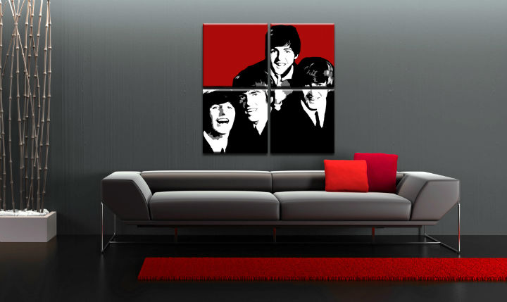 Ručně malovaný POP Art Beatles 4 dílný 100x100cm