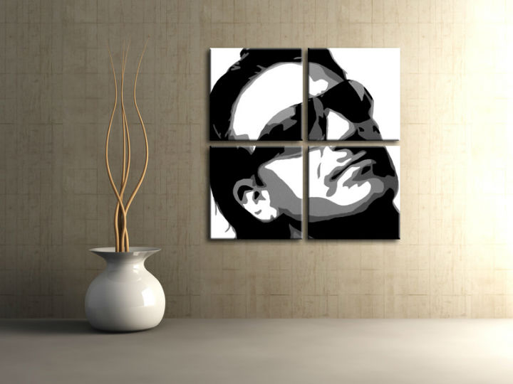 Ručně malovaný POP Art BONO-U2 4 dílný bono2 - 80x80 cm POP ART obrazy