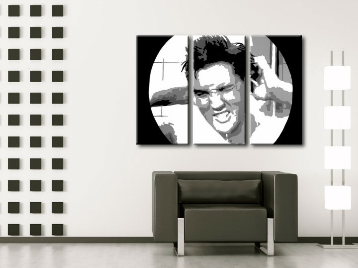 Ručně malovaný POP Art ELVIS 3 dílný el2 - 120x80 cm Elvis Presley POP ART obrazy