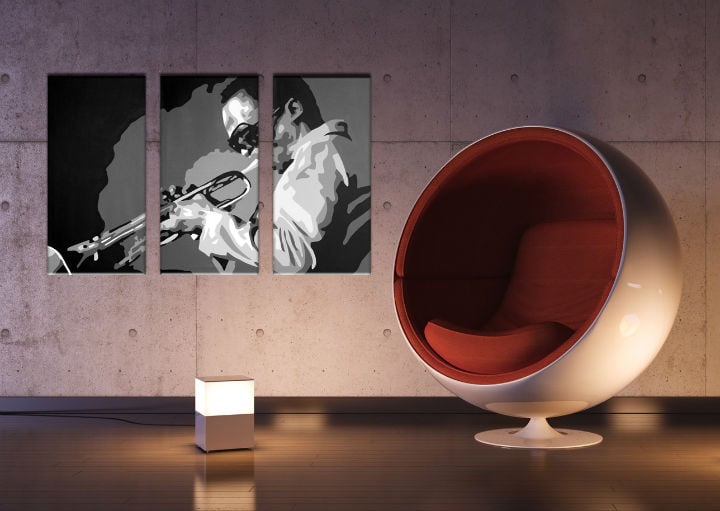 Ručně malovaný POP Art Miles Davis 3 dílný md