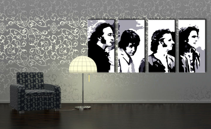 Ručně malovaný POP Art BEATLES 4 dílný bea5 - 160x80 cm POP ART obrazy