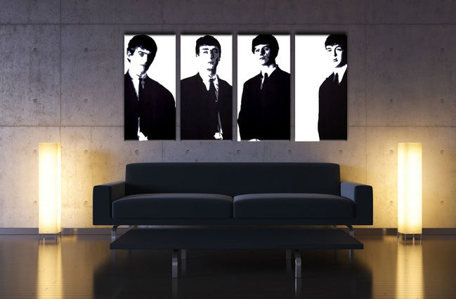 Ručně malovaný POP Art BEATLES 4 dílný bea3 - 160x80 cm POP ART obrazy