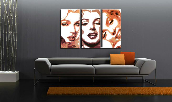 Ručně malovaný POP Art Marilyn Monroe 3 dílný 120x80cm
