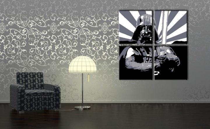 Ručně malovaný POP Art STAR WARS 4 dílný sw2 - 100x100 cm POP ART obrazy