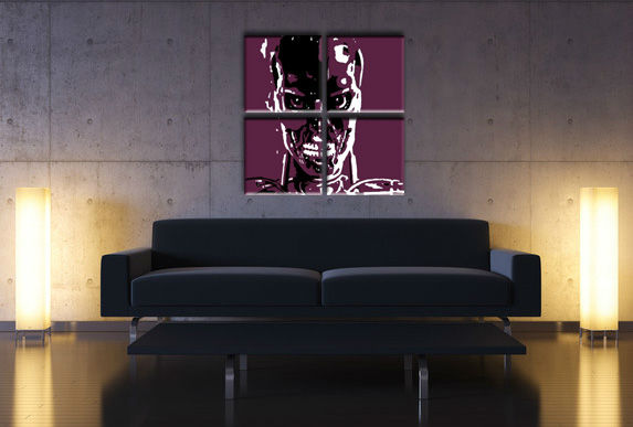 Ručně malovaný POP Art TERMINATOR 4 dílný 100x100cm