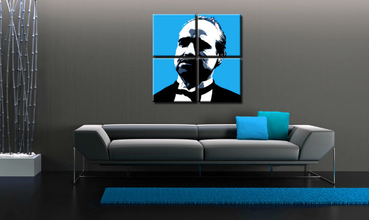 Ručně malovaný POP Art Marlon Brando 4 dílný mb4 - 100x100 cm POP ART obrazy