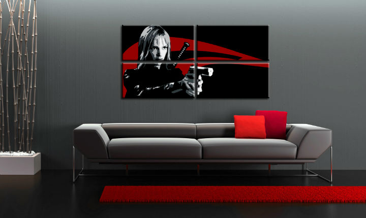 Ručně malovaný POP Art KILL BILL 4 dílný 160x80cm