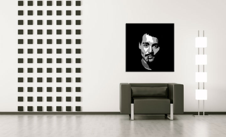 Ručně malovaný POP ArtJohnny Depp 1 dílny 100x100cm