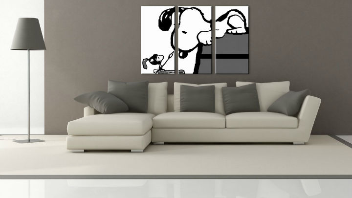 Ručně malovaný POP Art obraz SNOOPY 3 dílný snoopy3 - 150x100 cm POP ART obrazy