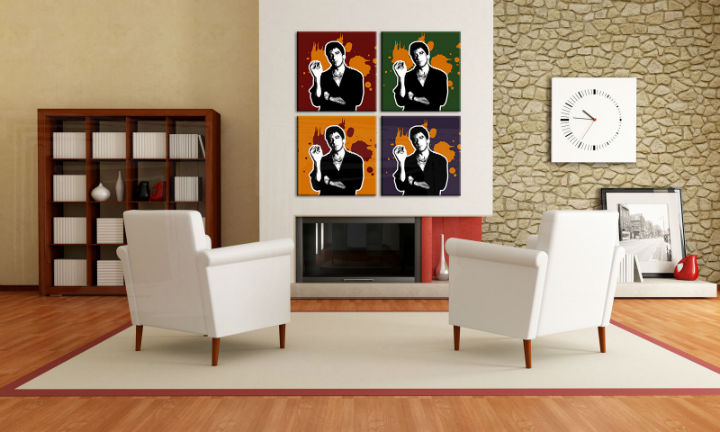 Ručně malovaný POP Art obraz Scarface - AL PACINO 4 dílný al36 - 80x80 cm POP ART obrazy