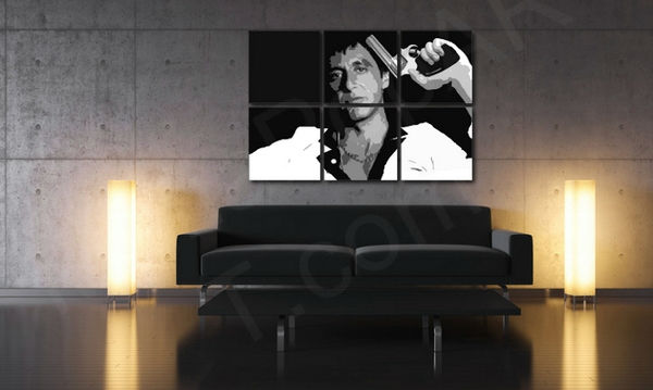 Ručně malovaný POP Art obraz Scarface - AL PACINO 6 dílný al38 - 150x100 cm POP ART obrazy