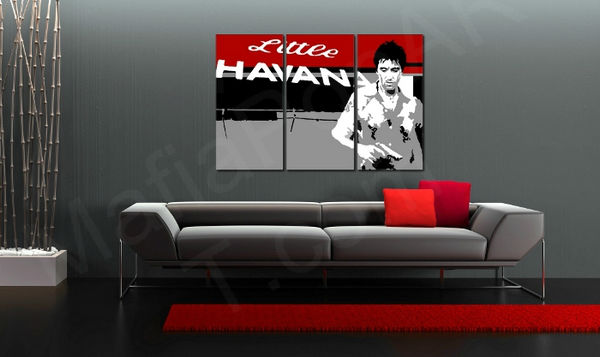 Ručně malovaný POP Art obraz Scarface - AL PACINO 3 dílný al39 - 150x100 cm POP ART obrazy