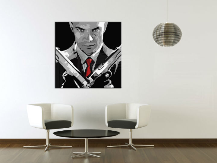 Ručně malovaný POP Art obraz HITMAN hit2 - 80x80 cm POP ART obrazy