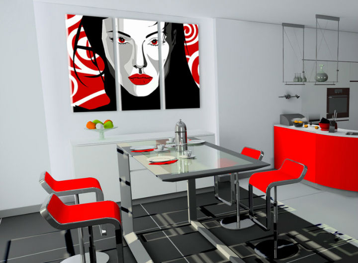 Ručně malovaný POP Art Nice WOMAN 3 dílný 120x80cm