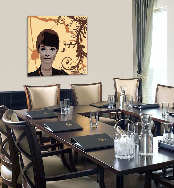 Ručně malovaný POP Art obraz Audrey Hepburn ah7 - 80x80 cm POP ART obrazy